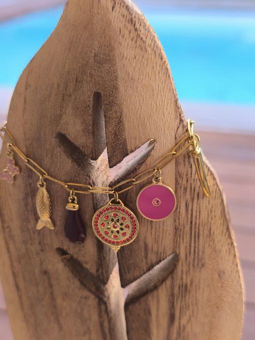 Bracelet Breloques Fuschia