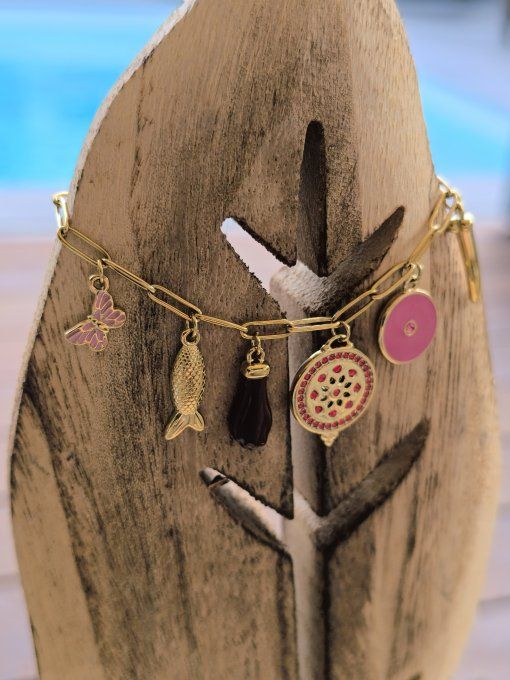 Bracelet Breloques Fuschia