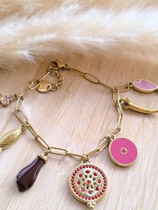 Bracelet Breloques Fuschia