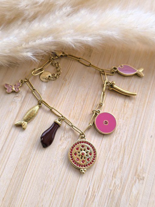 Bracelet Breloques Fuschia