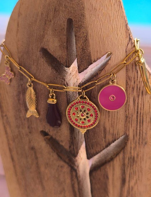 Bracelet Breloques Fuschia