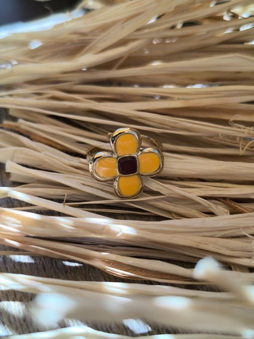 Bague Fleur Rétro Jaune