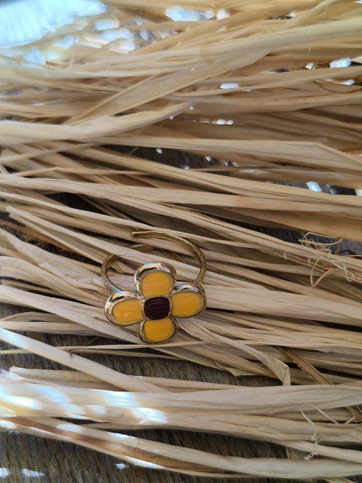Bague Fleur Rétro Jaune