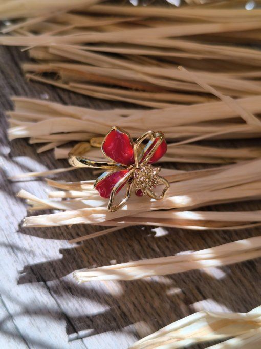 Bague Fleur Rouge 