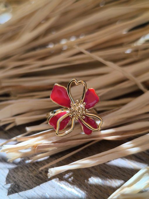 Bague Fleur Rouge 