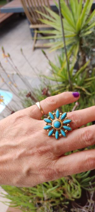 Bague Fleur Turquoise