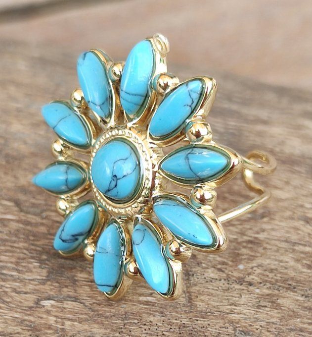 Bague Fleur Turquoise