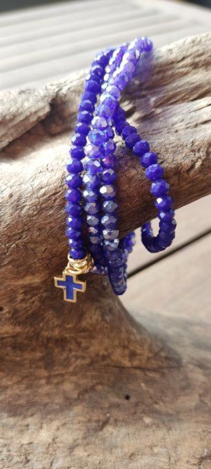 Bracelet 2-en-1 Bleu Croix