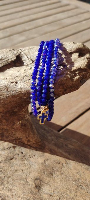 Bracelet 2-en-1 Bleu Croix