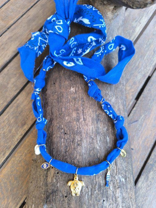 Collier BandaBleu Tortue Dorée