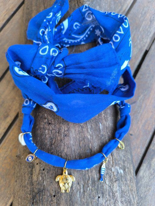 Collier BandaBleu Tortue Dorée