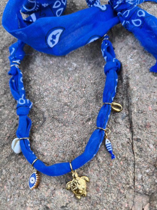 Collier BandaBleu Tortue Dorée
