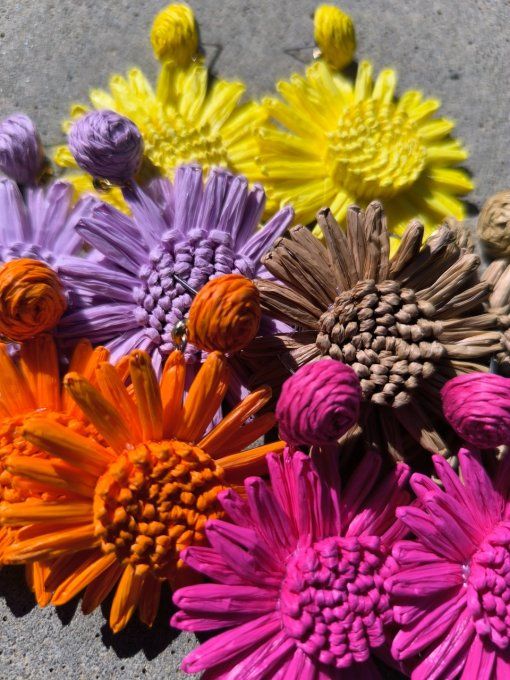 Boucles Fleur Raphia