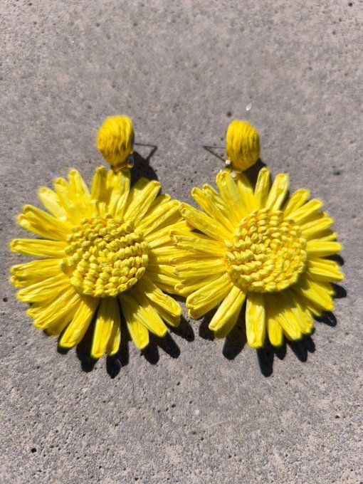 Boucles Fleur Raphia