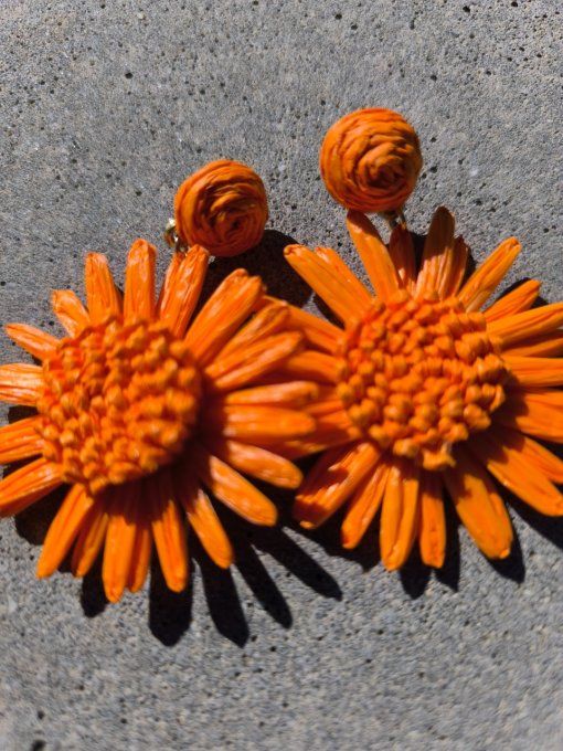Boucles Fleur Raphia