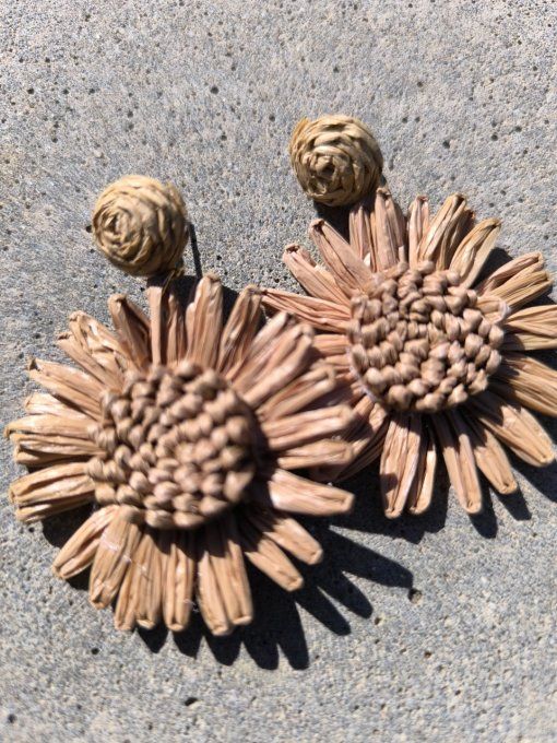 Boucles Fleur Raphia