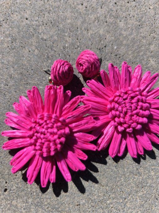 Boucles Fleur Raphia