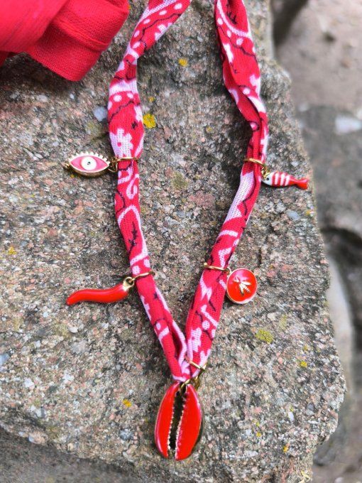 Collier BandaRouge Coquillage Rouge