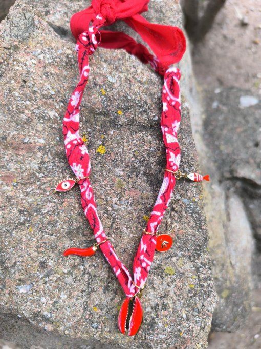Collier BandaRouge Coquillage Rouge