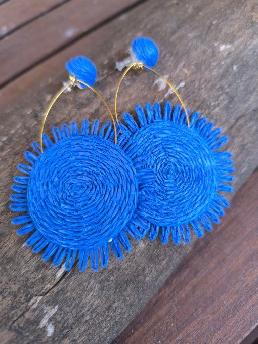 Boucle Soleil Bleu Raphia - 