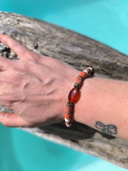 Bracelet Hippie Rock - Perle Ambre