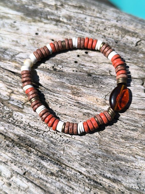 Bracelet Hippie Rock - Perle Ambre